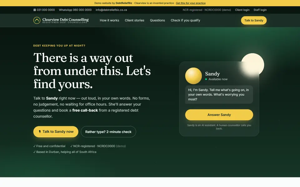 The home page in Forest green + sunflower