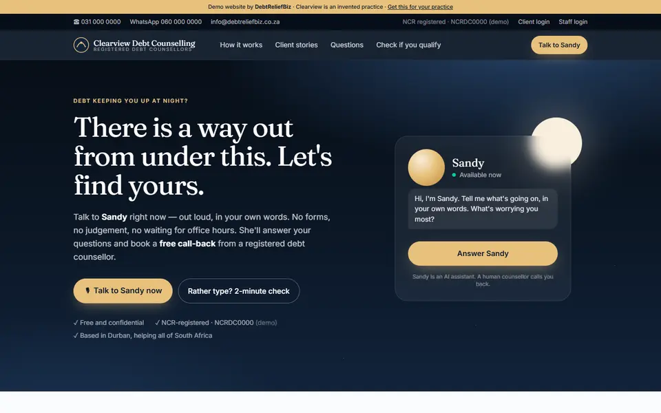 The home page in Night navy + sand gold