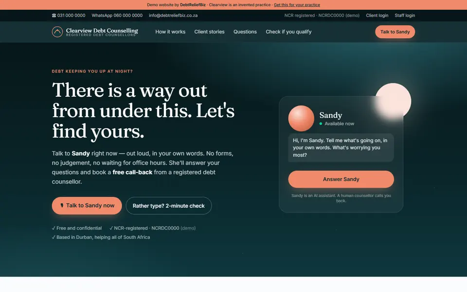 The home page in Ocean teal + coral